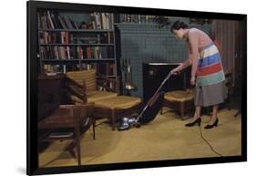 Woman Vacuuming Living Room-William P. Gottlieb-Framed Photographic Print