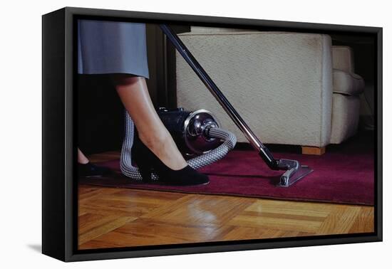 Woman Vacuuming Rug-William P. Gottlieb-Framed Stretched Canvas