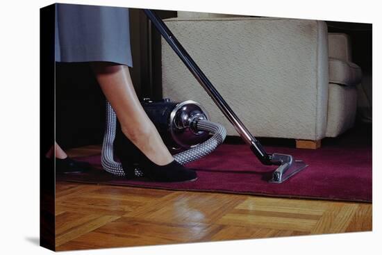 Woman Vacuuming Rug-William P. Gottlieb-Stretched Canvas