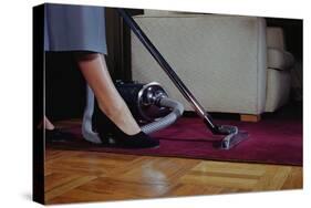 Woman Vacuuming Rug-William P. Gottlieb-Stretched Canvas