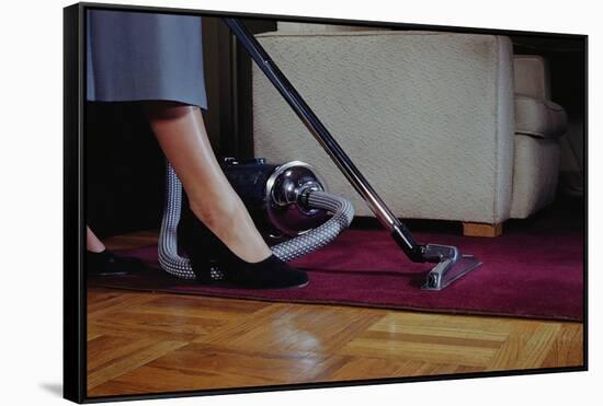 Woman Vacuuming Rug-William P. Gottlieb-Framed Stretched Canvas