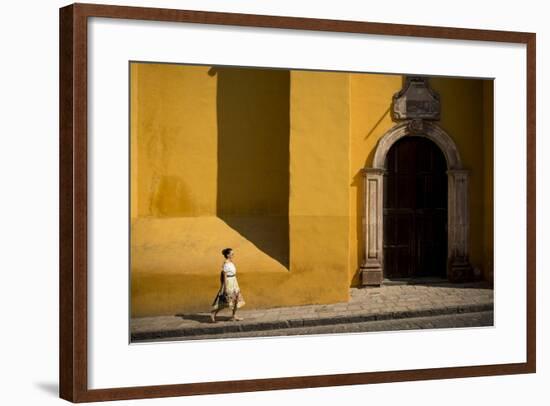 Woman Walking Along Street, San Miguel De Allende, Guanajuato, Mexico, North America-Ben Pipe-Framed Photographic Print