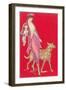 Woman Walking Dogs-null-Framed Art Print