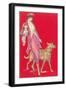 Woman Walking Dogs-null-Framed Art Print