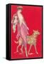 Woman Walking Dogs-null-Framed Stretched Canvas