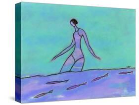 Woman Walking in the Water-Marie Bertrand-Stretched Canvas