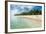 Woman Walking on a Palm Fringed White Sand Beach in Ha'Apai Islands, Tonga, South Pacific-Michael Runkel-Framed Photographic Print