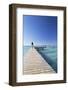 Woman Walking on Jetty, Hauru Point, Mo'Orea, Society Islands, French Polynesia (Mr)-Ian Trower-Framed Photographic Print