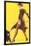 Woman Walking Scotty Dog-null-Framed Art Print