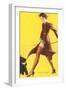 Woman Walking Scotty Dog-null-Framed Art Print