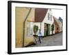 Woman Walking with a Dog in Ribe Historic Center, Ribe, Jutland, Denmark, Scandinavia, Europe-Yadid Levy-Framed Photographic Print