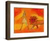 Woman Walking with a Lion-Marie Bertrand-Framed Giclee Print