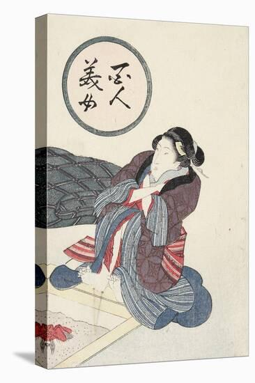 Woman Warming Her Feet at Hearth-Keisai Eisen-Stretched Canvas