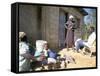 Woman Washing Clothes Outside Shack, Godet, Haiti, Island of Hispaniola-Lousie Murray-Framed Stretched Canvas