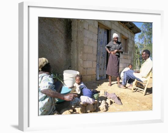 Woman Washing Clothes Outside Shack, Godet, Haiti, Island of Hispaniola-Lousie Murray-Framed Photographic Print