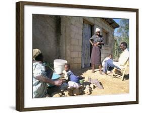 Woman Washing Clothes Outside Shack, Godet, Haiti, Island of Hispaniola-Lousie Murray-Framed Photographic Print