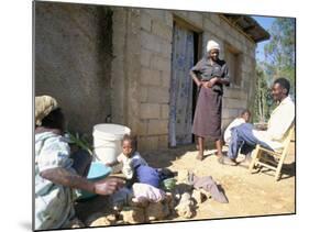 Woman Washing Clothes Outside Shack, Godet, Haiti, Island of Hispaniola-Lousie Murray-Mounted Photographic Print