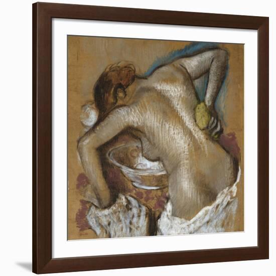 Woman Washing Her Back with a Sponge; Femme S'Epongeant Le Dos-Edgar Degas-Framed Giclee Print