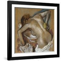 Woman Washing Her Back with a Sponge; Femme S'Epongeant Le Dos-Edgar Degas-Framed Giclee Print