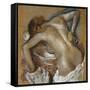 Woman Washing Her Back with a Sponge; Femme S'Epongeant Le Dos-Edgar Degas-Framed Stretched Canvas