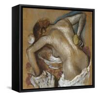 Woman Washing Her Back with a Sponge; Femme S'Epongeant Le Dos-Edgar Degas-Framed Stretched Canvas
