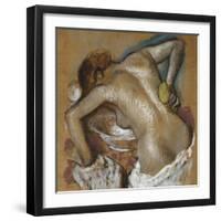 Woman Washing Her Back with a Sponge; Femme S'Epongeant Le Dos-Edgar Degas-Framed Giclee Print