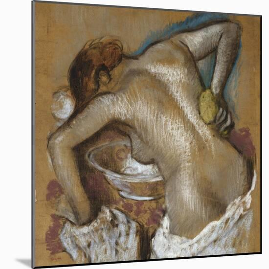 Woman Washing Her Back with a Sponge; Femme S'Epongeant Le Dos-Edgar Degas-Mounted Giclee Print