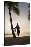 Woman Watching Sunset on Beach-Macduff Everton-Stretched Canvas