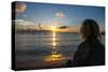 Woman Watching the Sunset in Guam, Us Territory, Central Pacific, Pacific-Michael Runkel-Stretched Canvas