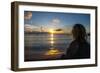 Woman Watching the Sunset in Guam, Us Territory, Central Pacific, Pacific-Michael Runkel-Framed Photographic Print