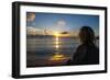 Woman Watching the Sunset in Guam, Us Territory, Central Pacific, Pacific-Michael Runkel-Framed Photographic Print