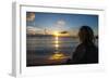 Woman Watching the Sunset in Guam, Us Territory, Central Pacific, Pacific-Michael Runkel-Framed Photographic Print