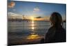 Woman Watching the Sunset in Guam, Us Territory, Central Pacific, Pacific-Michael Runkel-Mounted Photographic Print