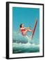 Woman Water Skier, Retro-null-Framed Art Print