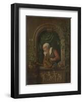 Woman Watering a Plant-Louis De Moni-Framed Art Print