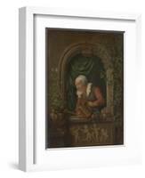 Woman Watering a Plant-Louis De Moni-Framed Art Print