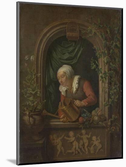 Woman Watering a Plant-Louis De Moni-Mounted Art Print