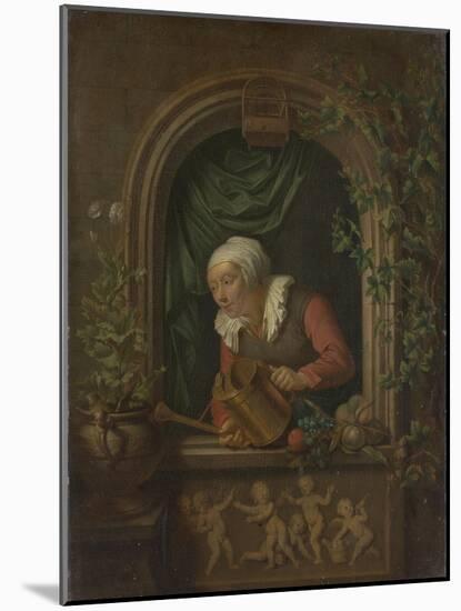 Woman Watering a Plant-Louis De Moni-Mounted Art Print