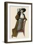 Woman Wear a Merry Widow Hat and Plumes-null-Framed Art Print