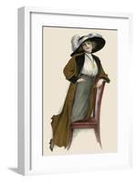 Woman Wear a Merry Widow Hat and Plumes-null-Framed Art Print