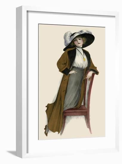 Woman Wear a Merry Widow Hat and Plumes-null-Framed Art Print