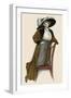 Woman Wear a Merry Widow Hat and Plumes-null-Framed Art Print