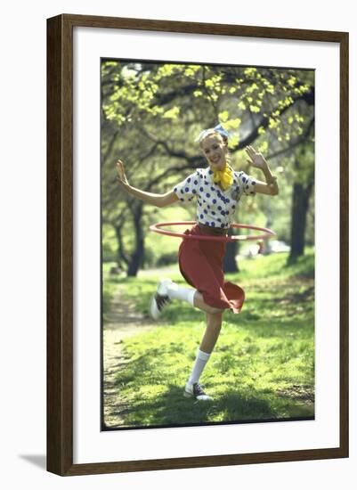 Woman Wearing 1950's Style Fashions Including Polka Dot Blouse and Saddle Shoes-Bill Ray-Framed Photographic Print