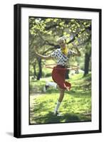 Woman Wearing 1950's Style Fashions Including Polka Dot Blouse and Saddle Shoes-Bill Ray-Framed Photographic Print