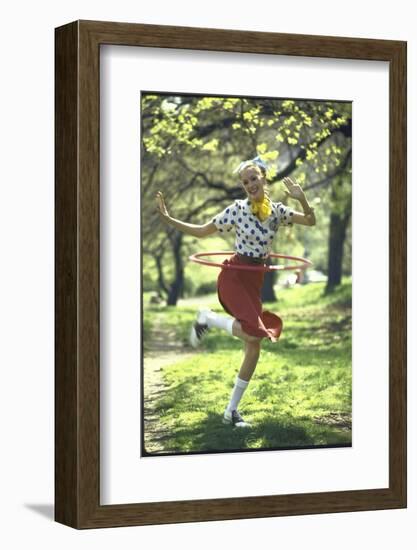 Woman Wearing 1950's Style Fashions Including Polka Dot Blouse and Saddle Shoes-Bill Ray-Framed Photographic Print