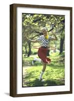 Woman Wearing 1950's Style Fashions Including Polka Dot Blouse and Saddle Shoes-Bill Ray-Framed Photographic Print