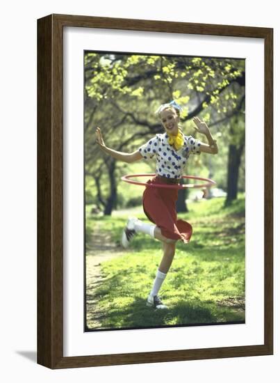 Woman Wearing 1950's Style Fashions Including Polka Dot Blouse and Saddle Shoes-Bill Ray-Framed Photographic Print