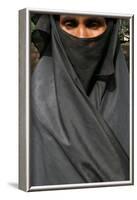 Woman wearing a black Islamic burqa, Bariali, Gazipur, Bangladesh-Godong-Framed Photographic Print