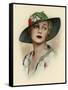 Woman Wearing a Brimmed Hat-null-Framed Stretched Canvas