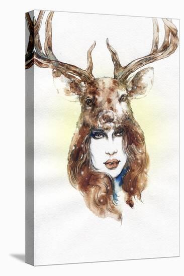 Woman Wearing a Mask. Hand Painted Fashion Illustration-Anna Ismagilova-Stretched Canvas